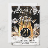 レッツライトシャンパン金ゴールドボトル21st 21パーティー 招待状 (正面)