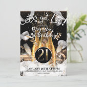 レッツライトシャンパン金ゴールドボトル21st 21パーティー 招待状 (スタンド正面)