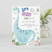 レッツルーズディノパーティー子供の誕生日招待 招待状 (スタンド正面)