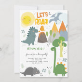 レッツルーズディノパーティー子供の誕生日招待 招待状 (正面)