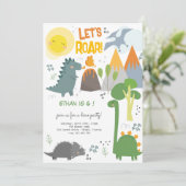 レッツルーズディノパーティー子供の誕生日招待 招待状 (スタンド正面)