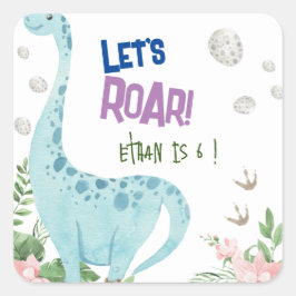 レッツルーディノパーティー子供の誕生日 スクエアシール