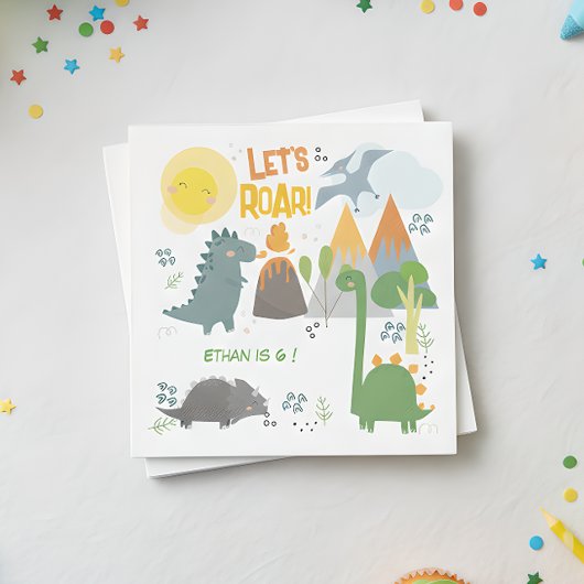 レッツルーディノパーティー子供の誕生日 スタンダードランチョンナプキン