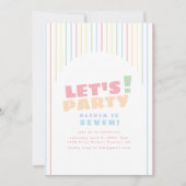 レッツレインボーストライプ誕生日招待状 招待状 (正面)