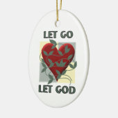 レッツレッツレッツゴッドリカバリースローガン引用文赤いハート セラミックオーナメント (左)