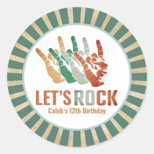 レッツロックアンドロールヴィンテージロックスター誕生日 ラウンドシール