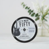 レッツロックヴィンテージLPギター音楽メンズ誕生日 招待状 (スタンド正面)