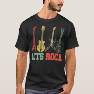 レッツロック ロックンロール ギター レトロ Tシャツ