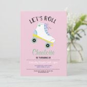 レッツローラースケ転がートガールズピンクパーティー招待状 招待状 (スタンド正面)
