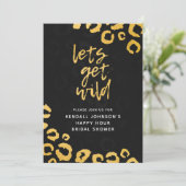 レッツワイルドブラック&金ゴールドレオパードブライダルシャワー 招待状 (スタンド正面)