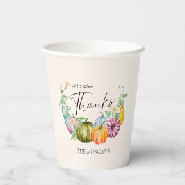 レッツ与えウォーター感謝していカラー秋のパンプキ紙 紙コップ