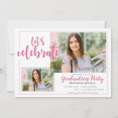 レッツ祝ー |シニア・グラード |ピンクの卒業 招待状 (裏面)