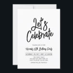 レッツ祝ー | Chic Script 60th誕生日パーティー 招待状<br><div class="desc">こ祝のの生誕スタイリッシュ生祝いの招待でシンプルあなたの特別な日。このデザインは、白黒カラーコンボ祝にクリーンなレイアウトを備えたシックなブラシスクリプト「Let's」を備えている。その他のデザインは私のショップBaraBomDesignで利用可能。</div>
