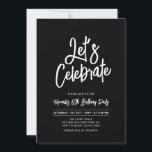 レッツ祝ー | Chic Script 60th誕生日パーティー 招待状<br><div class="desc">こ祝のの生誕スタイリッシュ生祝いの招待でシンプルあなたの特別な日。このデザインは、白黒カラーコンボ祝にクリーンなレイアウトを備えたシックなブラシスクリプト「Let's」を備えている。その他のデザインは私のショップBaraBomDesignで利用可能。</div>
