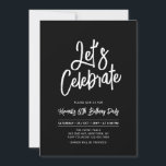 レッツ祝ー | Chic Script 60th誕生日パーティー 招待状<br><div class="desc">こ祝のの生誕スタイリッシュ生祝いの招待でシンプルあなたの特別な日。このデザインは、白黒カラーコンボ祝にクリーンなレイアウトを備えたシックなブラシスクリプト「Let's」を備えている。その他のデザインは私のショップBaraBomDesignで利用可能。</div>