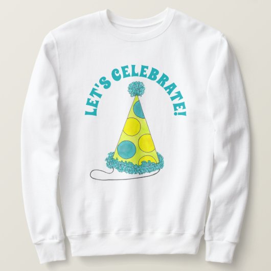 レッツ祝水玉模様パーティー誕生日新年 スウェットシャツ (デザイン正面)