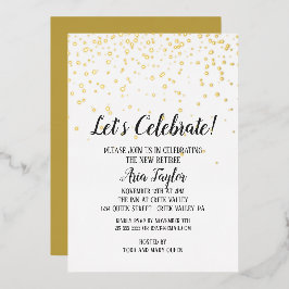 レッツ祝紙吹雪除去パーティー金ゴールド 箔招待状