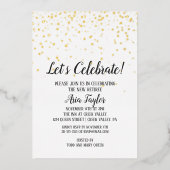 レッツ祝紙吹雪除去パーティー金ゴールド 箔招待状 (正面)