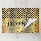 レッツ祝金ゴールドブラックスターズ紙ランチョンマット ペーパーパッド (折り畳み)