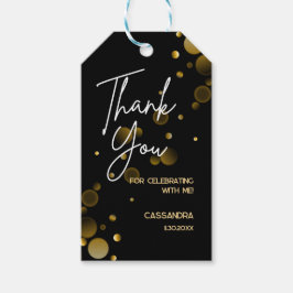 レッツ祝金ゴールド《写真》ぼけ味グラデーション黒誕生日 ギフトタグ