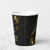 レッツ祝金ゴールド《写真》ぼけ味グラデーション黒誕生日 紙コップ (右)