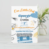 レッツ調理師アップいくつかのおもしろいボーイ誕生日 招待状 (スタンド正面)