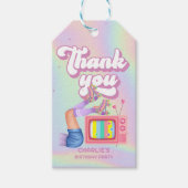 レッツ転がおもしろいレトロローラースケートで滑る女子誕生日 ギフトタグ (正面)