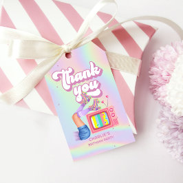 レッツ転がおもしろいレトロローラースケートで滑る女子誕生日 ギフトタグ