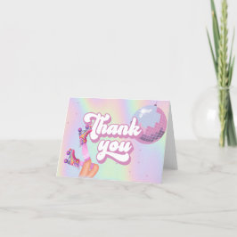 レッツ転がおもしろいレトロローラースケートで滑る女子誕生日 サンキューカード