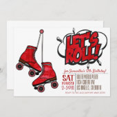 レッツ転がスケートで滑る誕生日招待状 招待状 (正面/裏面)