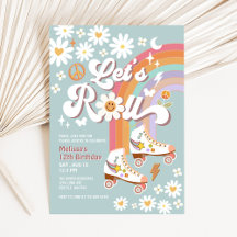 レッツ転がレトロGroovyブルーローラースケート誕生日