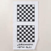 レッツ遊ーゲータオル – チェッカー ビーチタオル (正面)