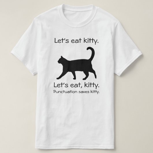 レッツ食べ子猫おもしろいキャット Tシャツ (デザイン正面)