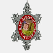 レッツ・イット・スノー・クリスマス・写真テンプレート雪片 スノーフレークピューターオーナメント (左)