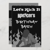 「レッツ・キック・イット」パーソナライズされた誕生日 招待状 (正面/裏面)