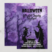 レッツ・ゲット・スパイキー 紫のハロウィン招待状 セーブザデート (正面/裏面)