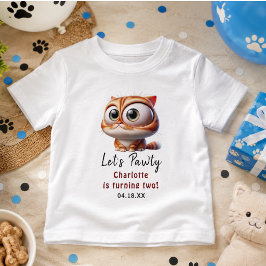 レッツ・パーティー!かわいい猫の2歳の誕生日パーティー ベビーTシャツ