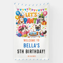 レッツ・パーティー・キャット 5歳の誕生日 | かわいい子猫の誕生日