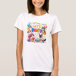 レッツ・パーティー・キャット 5歳の誕生日 | かわいい子猫の誕生日 Tシャツ