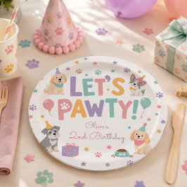 レッツ・パーティー・パピー・ドッグテーマの誕生日パーティー ペーパープレート