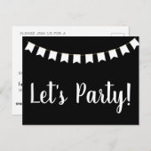 レッツ·パーティー·プロモーション·ブラック·アンド·ホワイト·招待状 ポストカード (正面/裏面)