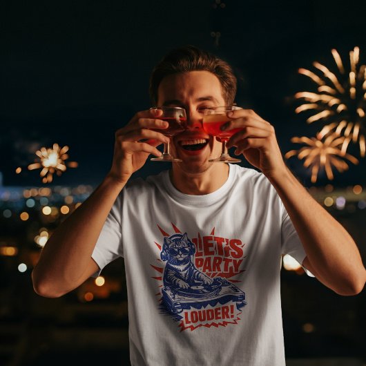 レッツ・パーティー・ラウダー!面白いDJ猫 Tシャツ