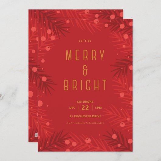 レッツ・ビー・アメリーンド・ブライト |クリスマスパーティー招待状 シーズンカード (正面/裏面)