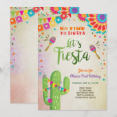 レッツ·フィエスタ·インビテーションメキシコ誕生日·カクタス 招待状 (正面/裏面)