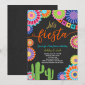 レッツ·フィエスタ·ベイビー·シャワーの招待メキシコ·サボテン 招待状 (正面/裏面)