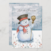 レットイットスノーメリークリスマス雪だるまパーソナライズされた シーズンカード (正面/裏面)