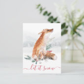 レットイットスノーレッドキツネウィンターウッドランドホリデイ ポストカード (スタンド正面)