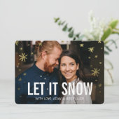 レットイットスノー金ゴールドシャインホリデーフォトカード シーズンカード (スタンド正面)