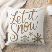 レットイットスノー金ゴールド&ホワイト装飾用クッション クッション (ブランケット)