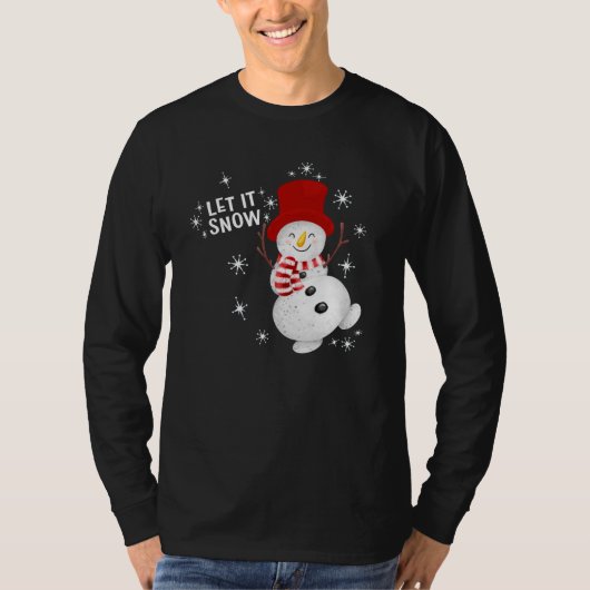 レットイットスノー雪だるま長袖 Tシャツ (正面)